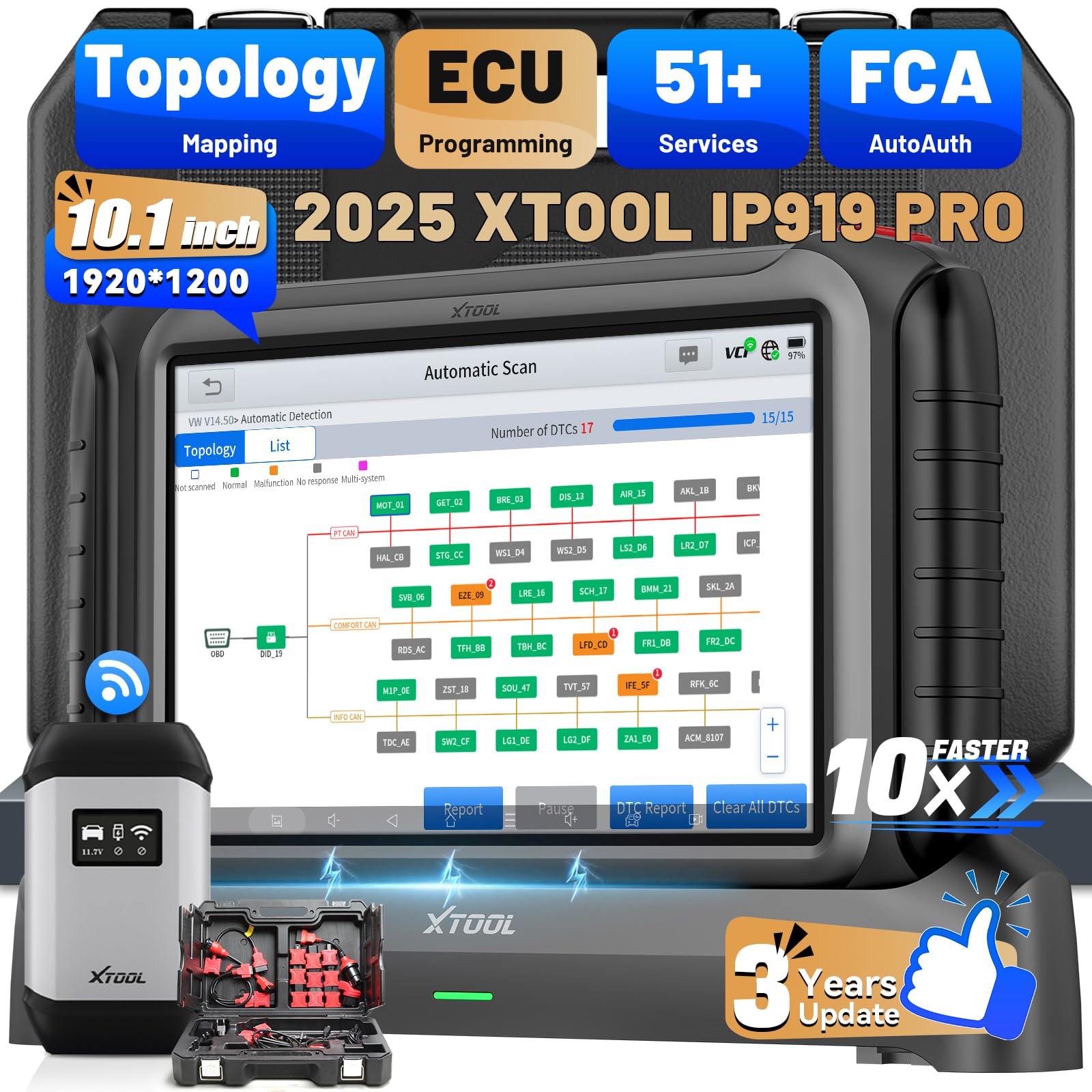 MEH-P919とAVX-P9DV LAUNCH X431 CRP919XBT Elite Wireless OBD2 Diagnostic Tool
