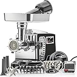 STX International Turboforce II 4000 Electric Meat Grinder | Grinds Soft Bones | Foot Pedal | 6 Grinding Plates | Stainless Steel Blades | Sausage Tubes | Kubbe Maker | Meat Claws | Patty Press & More Black - With Pedal