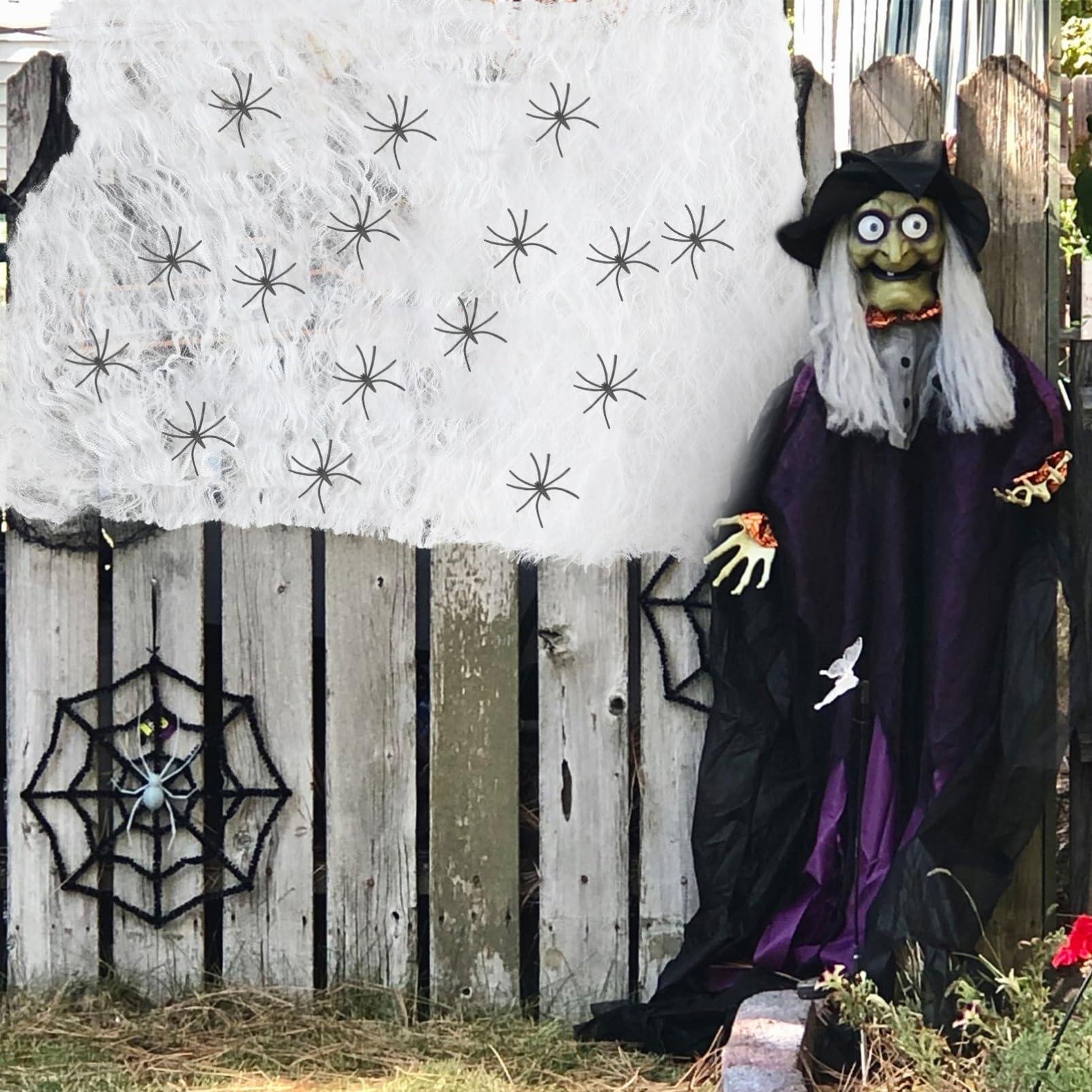 Ciieeo Ragnatele di Halloween Esterne Ragni Scuri Finti Decorazione Ragnatela Flessibile e Modellabile per Feste di Halloween Eventi Tema o Allestimenti di Negozio