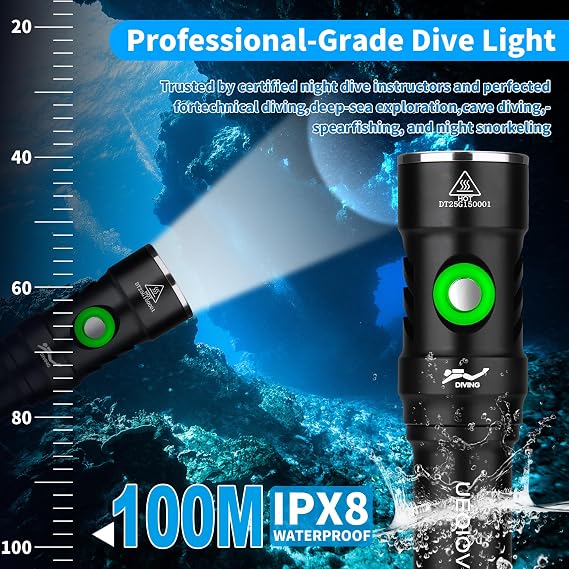 Dive Light Scuba Diving Flashlight Bright Underwater Flashlight
