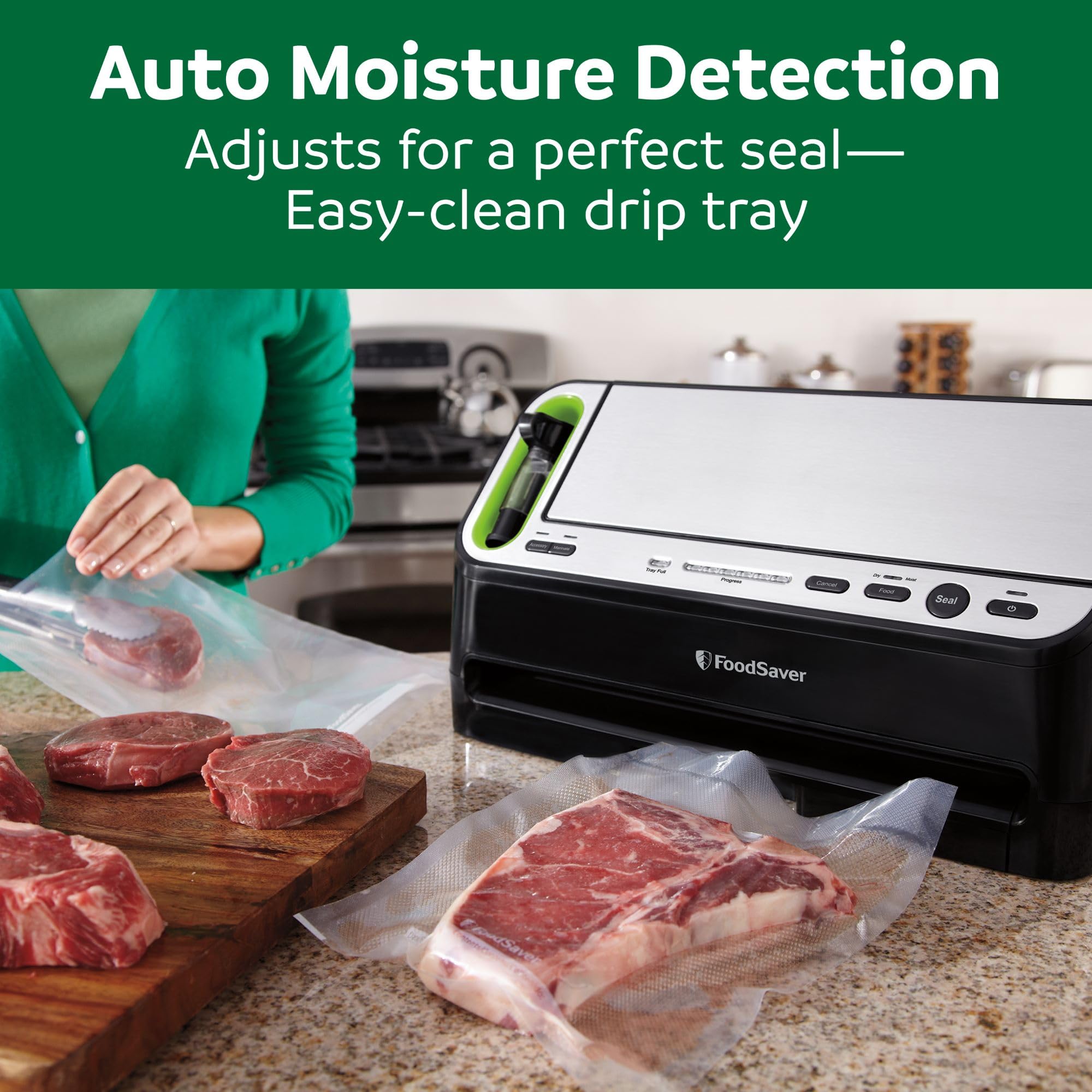 Potane Precision Vacuum Machine,Pro Food Sealer with Built-in Cutter and Bag Storage(Up to 20 Feet Length), Both Auto Manual Options,2 Modes,Includes 2 Bag Rolls 11”x16’ and 8”x16’,Compact Design product image 21