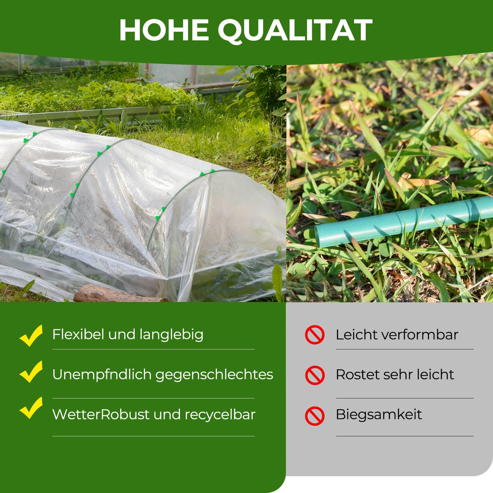 40Pcs Pflanztunnel Bögen，155×65cmFolientunnel für Hochbeet mit 106 Teilen，Pflanztunnel Bögen für Hochbeet,Frühbeet Tunnel DIY Pflanze Unterstützungfür Garten Zeile Abdeckung Pflanzen Obst Gemüse
