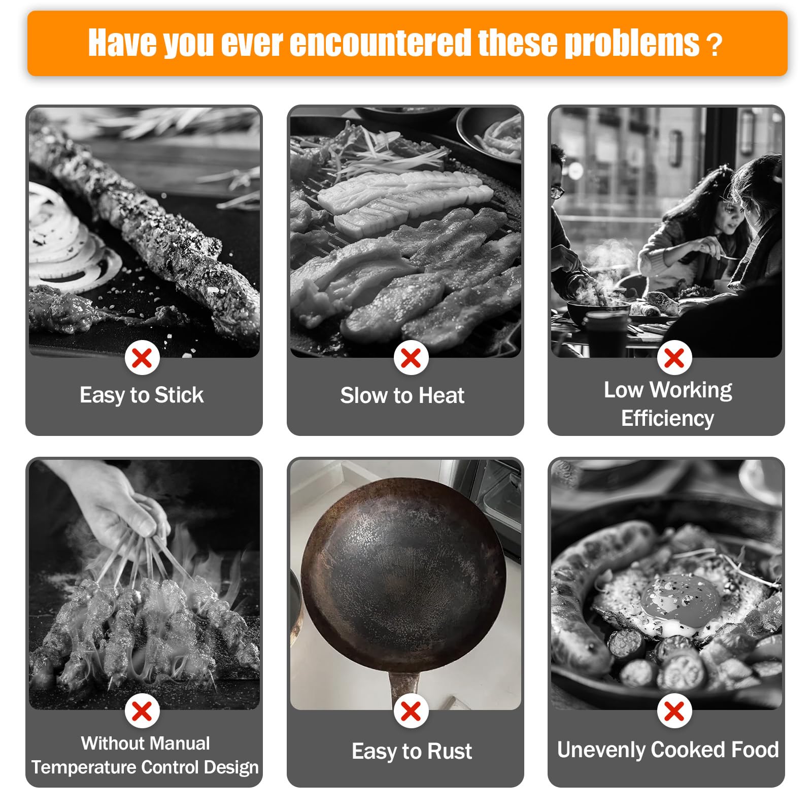 WPORDE 22'' Commercial Electric Countertop Griddle Grill, 3KW BBQ Flat Top Restaurant,110V Teppanyaki Flat Top Grill Stainless Steel Adjustable Temperature Control 50-300?/122-572?