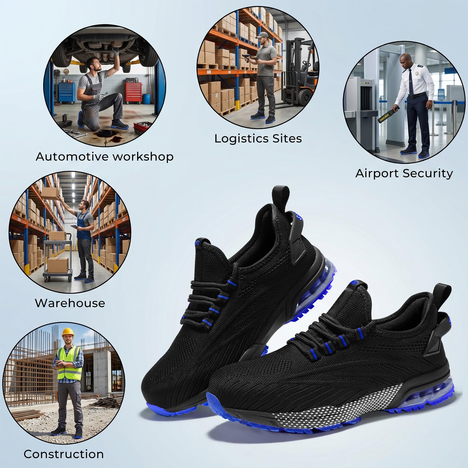Zapatos de Seguridad Hombre Zapatillas con Puntera de Acero Mujer, Botas de Seguridad A Prueba de pinchazos y Salpicaduras
