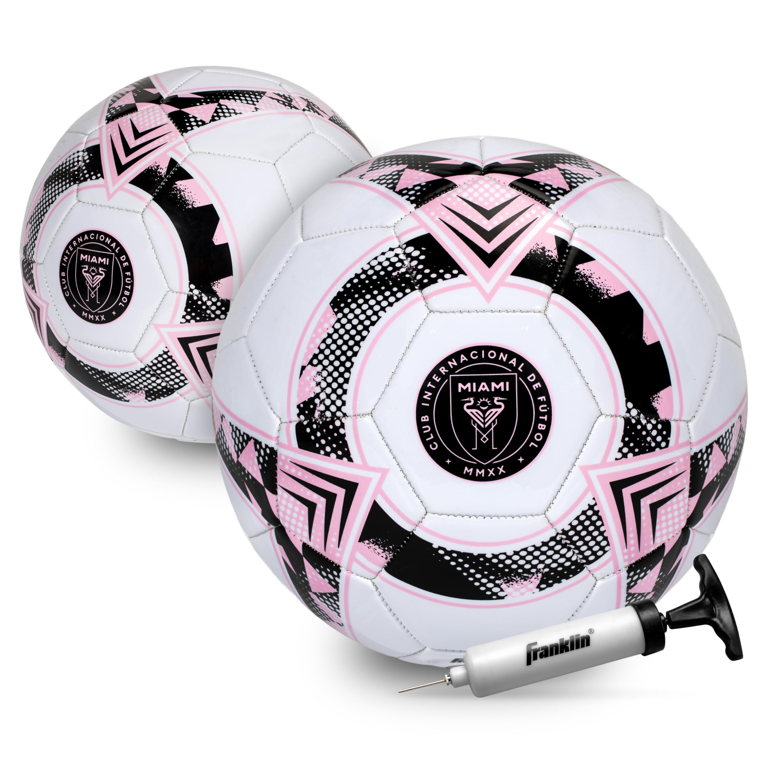 Franklin Sport MLS Miami FC Soccer Ball - Official Size 5 Soccer Ball - Regulation Size + Weight for Kids + Adults - Boys + Girls - Air Pump Included