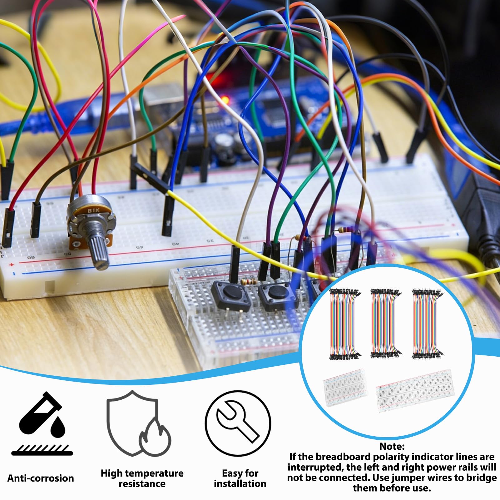 Breadboard Set 400 & 830 punti con cavo Dupont 40 pin jumper Wire (maschio, femmina, M-F), scheda elettronica senza piombo per progetti Arduino e Raspberry Pi breadboard ju