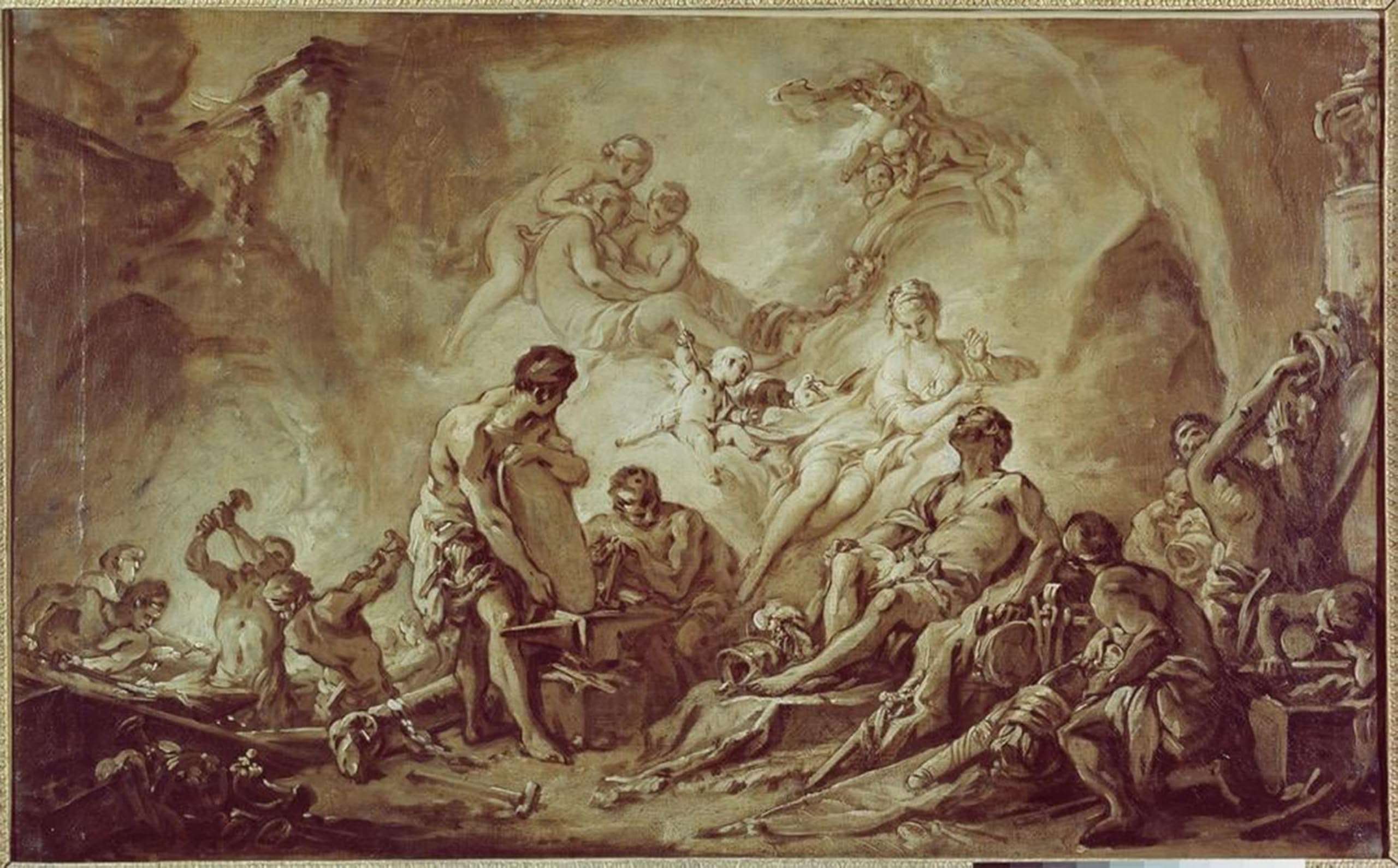 Posteriik No Frame Famous Animal Posters Vintage Picture The Forges Of Vulcan By François Boucher Modern Wall Decor For Home Decor 60X90cm