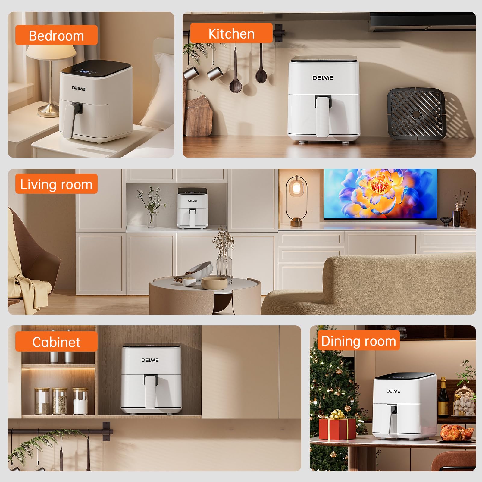 DEIME Friteuse à air 2,5 L,petite friteuse numérique compacte pour économiser de l'espace,cuire, réchauffer,rôtir pour des repas rapides et faciles,mini compacte et silencieuse,antiadhésive
