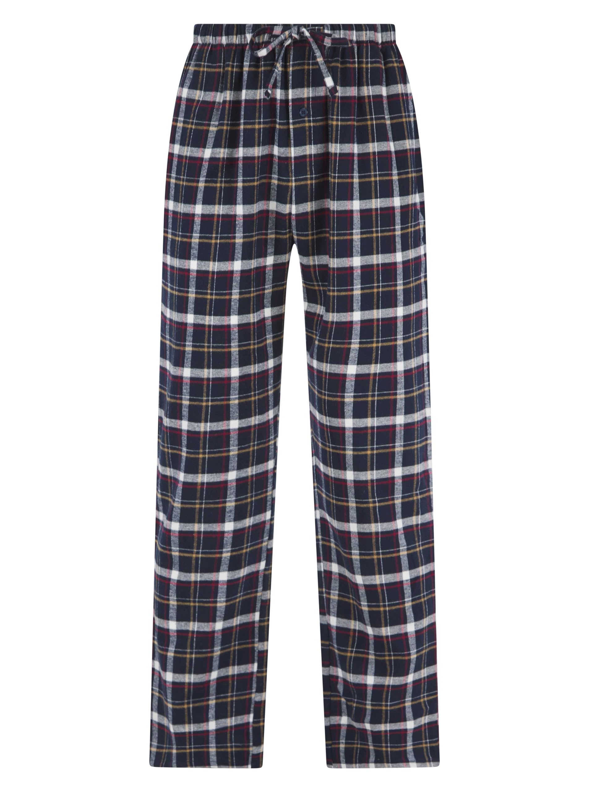 Walker Reid Men's Black Check Brushed Pyjama Bottoms Wr04807 Small