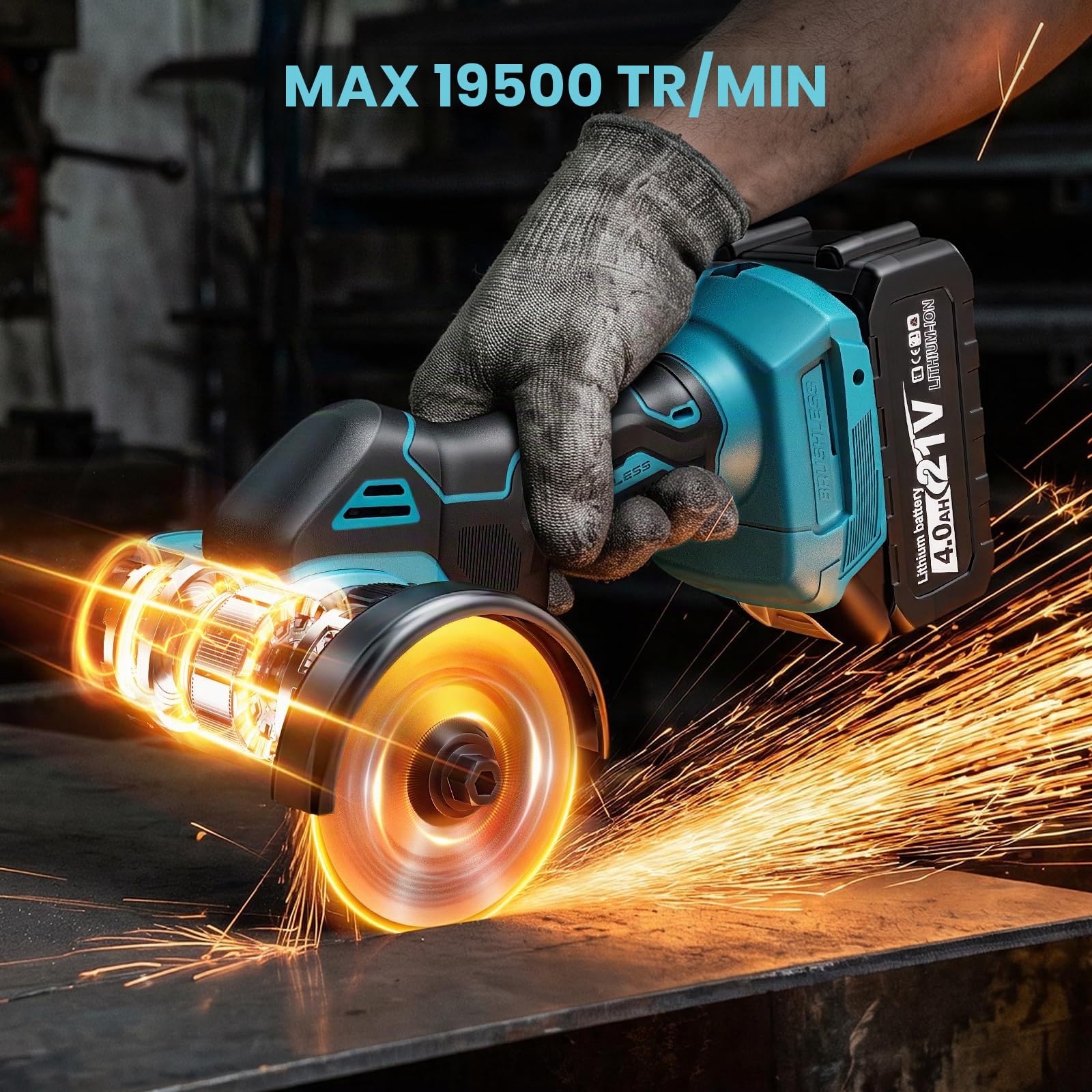 YEARTOP Ø 76mm Mini Scie Circulaire Sans Fil avec 2x 4000mAh Batteries