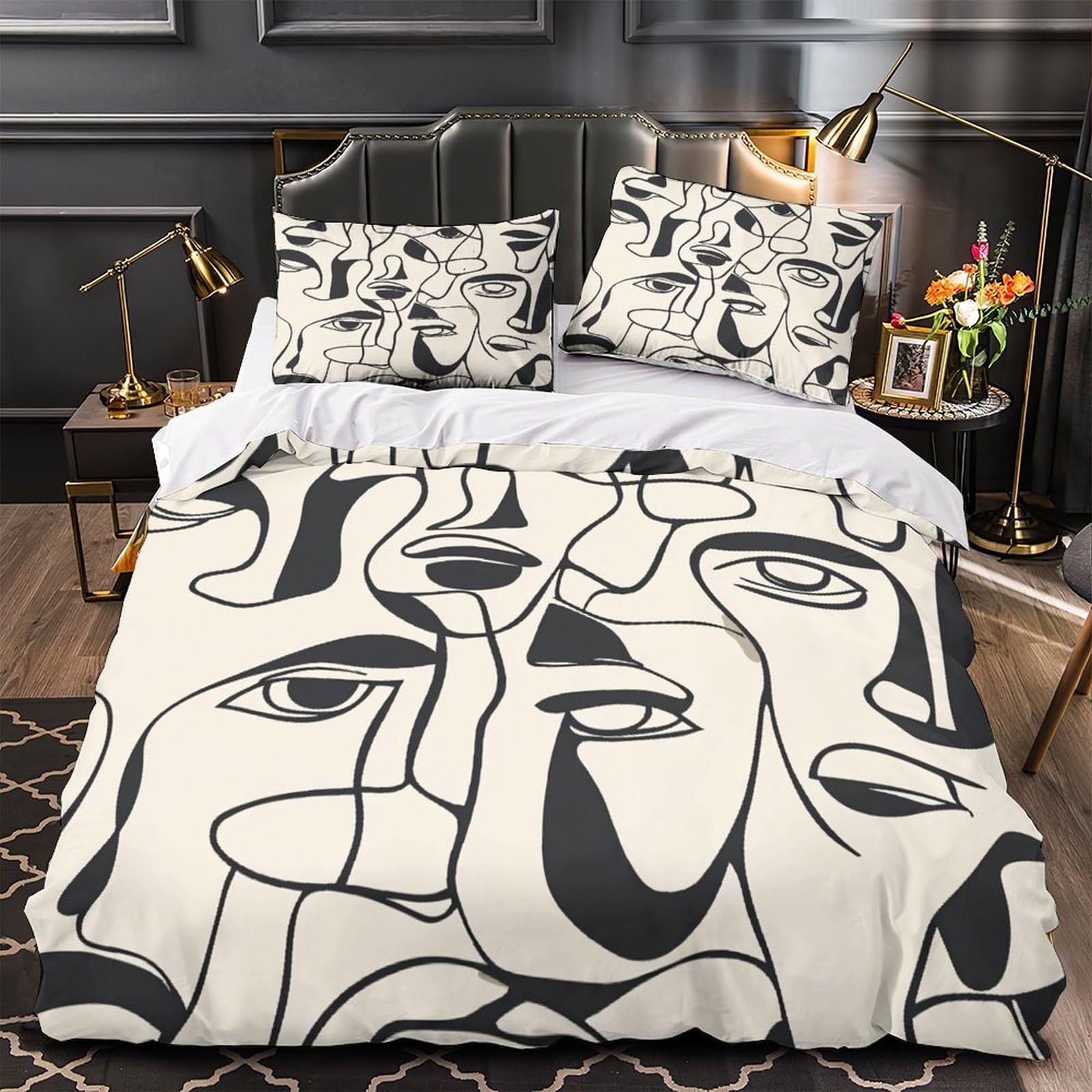 Housse de couette confortable ligne moderne 140x200cm lit single