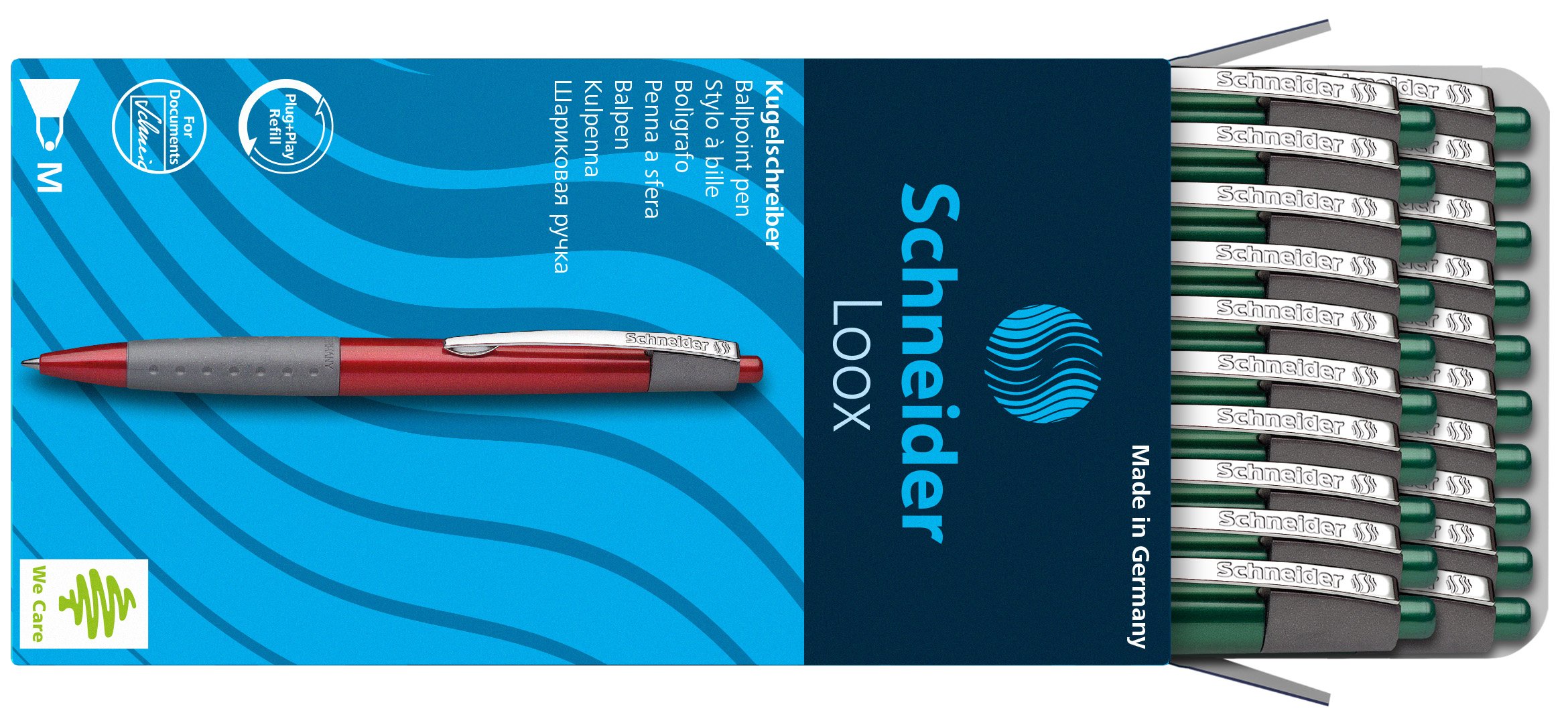 P003082 - Penna A Sfera A Scatto Schneider K 15 Ricaricabile Tratto M Rosso Conf 20 Pezzi