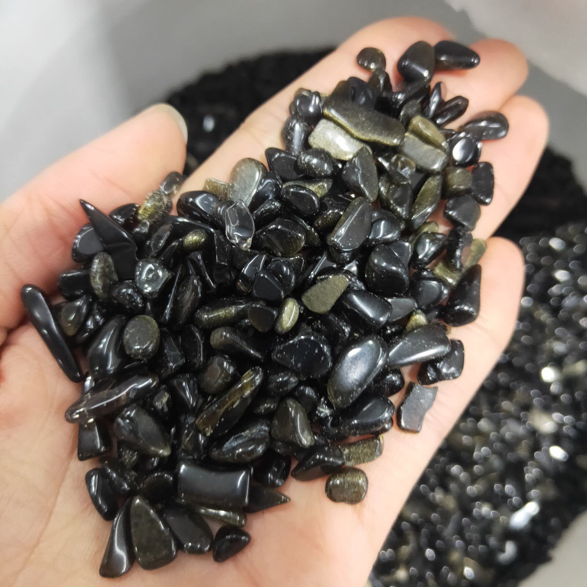 Decoración del hogar, Grava de obsidiana Dorada Natural, Cristales Naturales, peceras y acuarios, decoración del hogar, Piedras Modernas decoración de la habitación (Size : 500g)