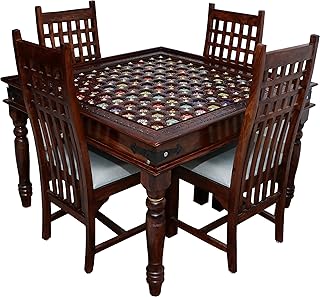 Advika Handicraft Sheesham Wood Solid Wood Antique 4 Seater Dining Table Set with Chairs for Living Room | Home &amp; Office F...