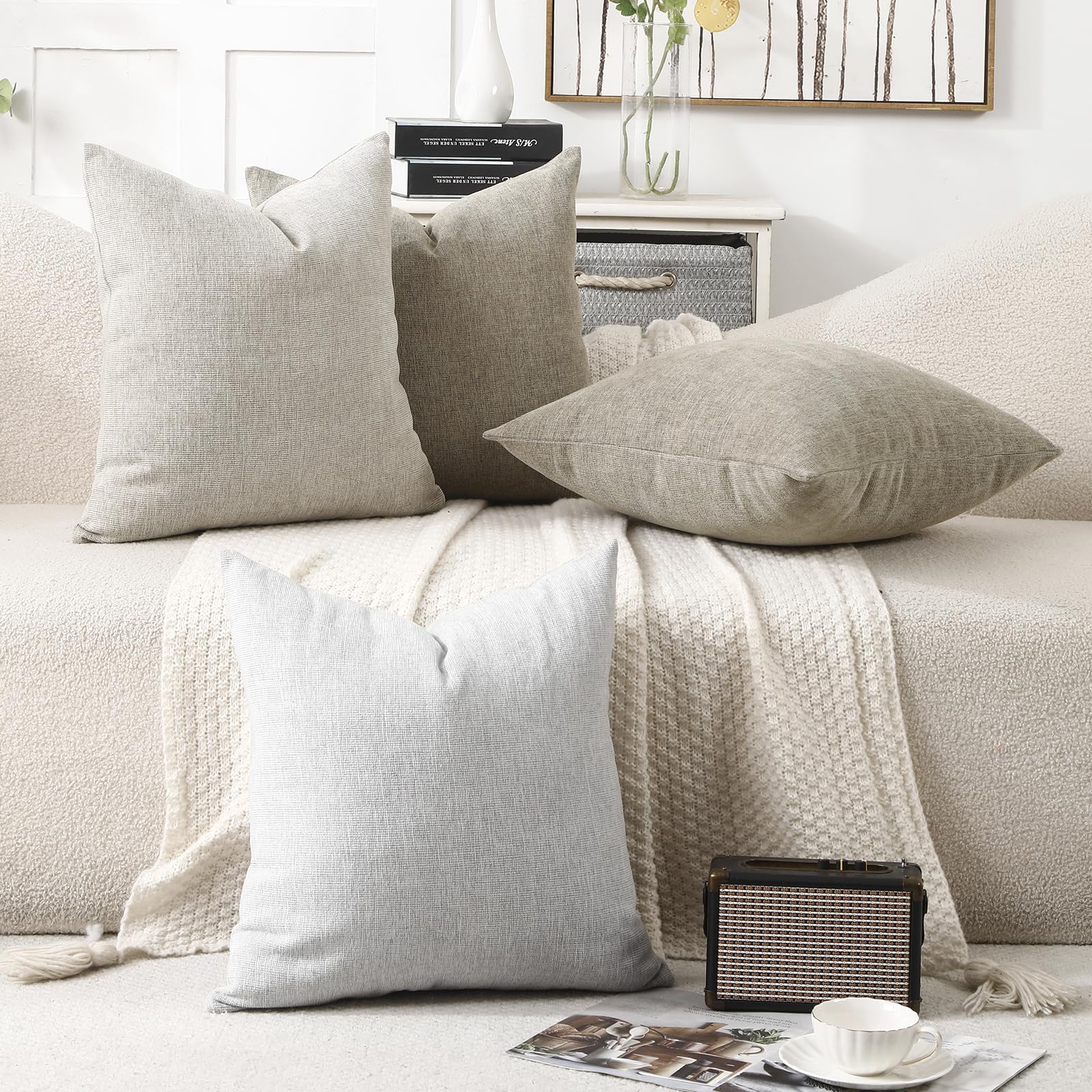 Paquete De 2 Fundas De Almohada, Fundas De Cojín De Pana A Rayas Sólidas, Fundas De Almohada Suaves, Para Decoración Del Hogar Para Sofá, Cama (blanco, 22 X 22 Pulgadas