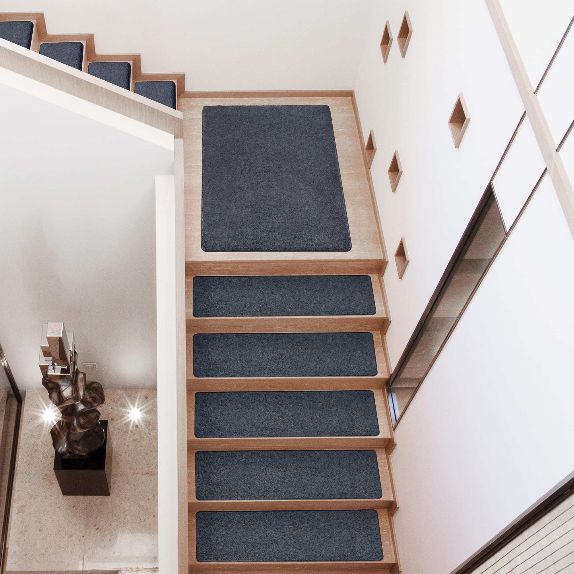 PURE ERA Alfombras Ultra Afelpadas De 8 X 30 Pulgadas, Protectores Suaves De Escaleras Para Interiores, Aptos Para Mascotas, Cinta Antideslizante, Sin Cinta Antideslizante, Lavable, Reutilizable (14