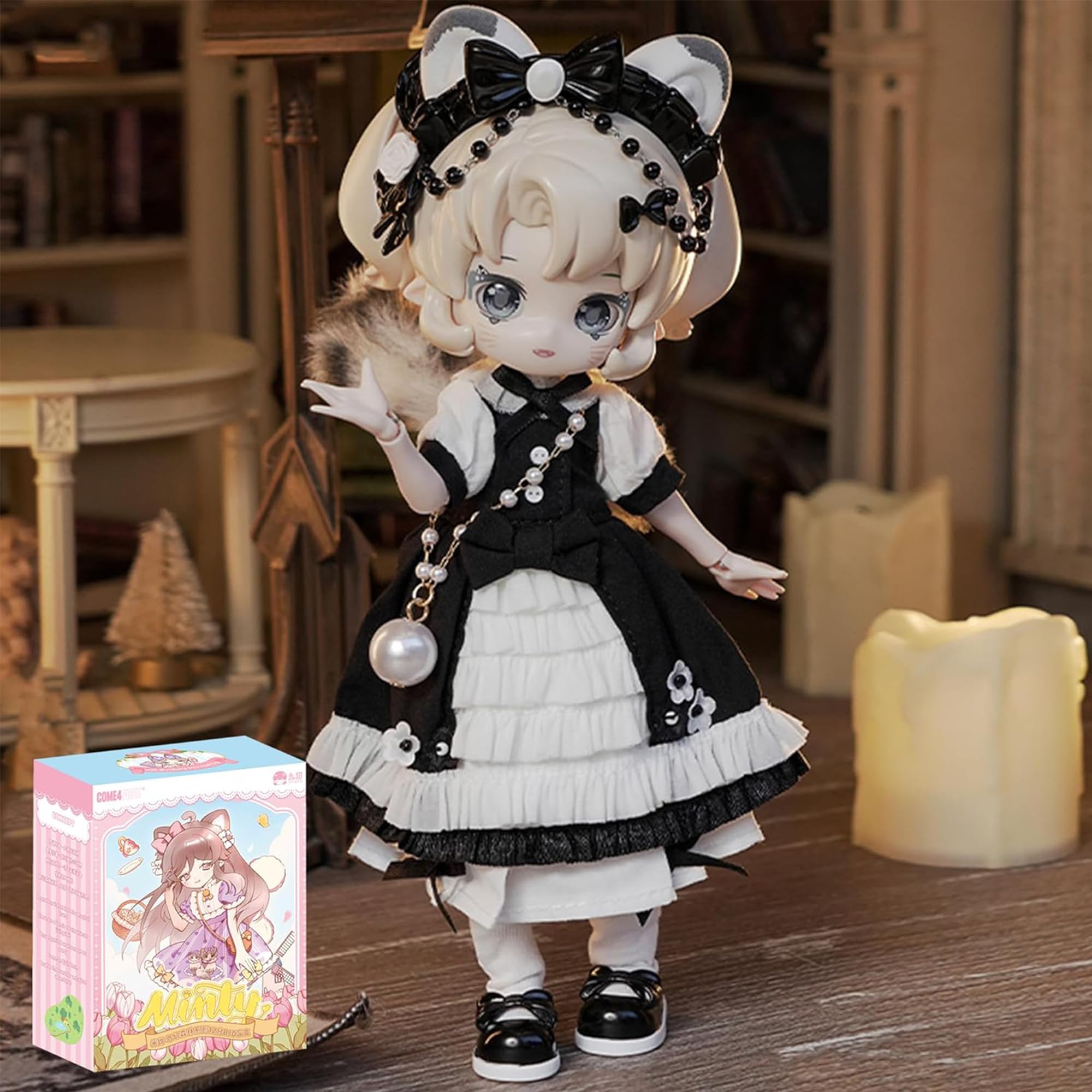 TOYVERSE COME4FREE BJD Minty seria "Czarodziejski las", Daisy Snow Leopard, edycja specjalna, 1 sztuka/19 cm, lalka BJD, ruchome lalki z ubraniami dla lalek, prezent urodzinowy, 15 lat i więcej