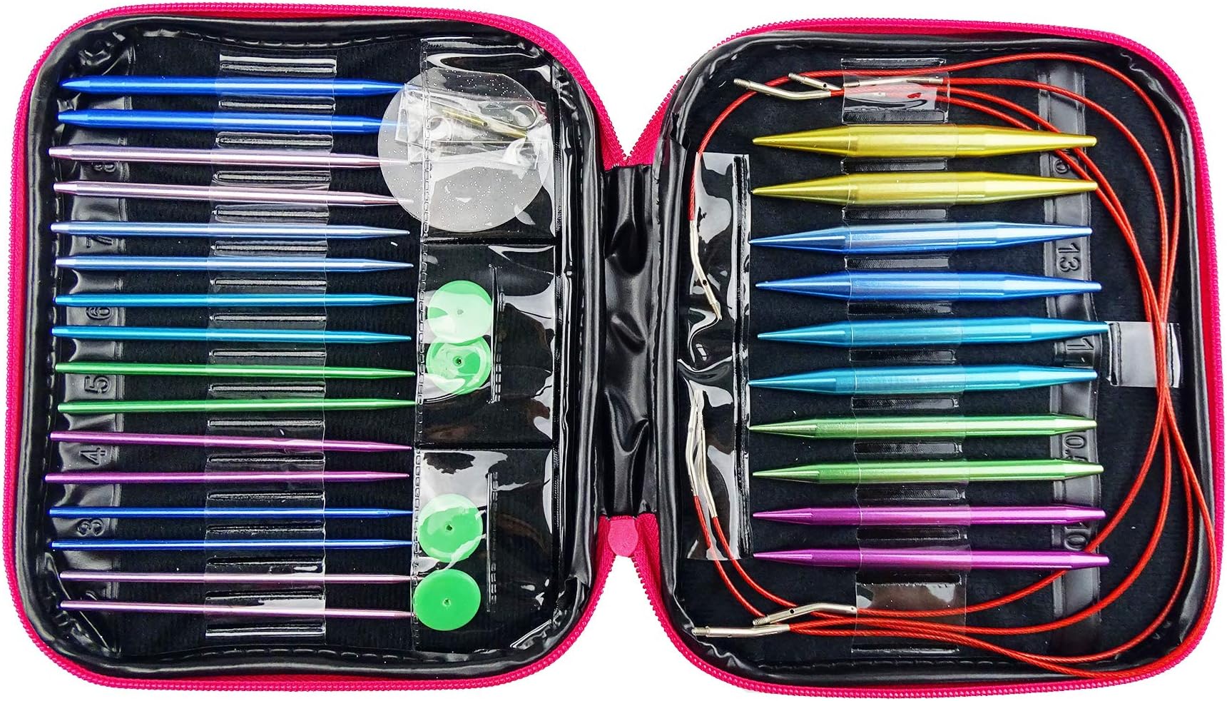 Hanperal 13pcs Aluminum Circular Knitting Needles Set, Interchangeable Needles Set for Handmade Knitting Sweater, Scarf