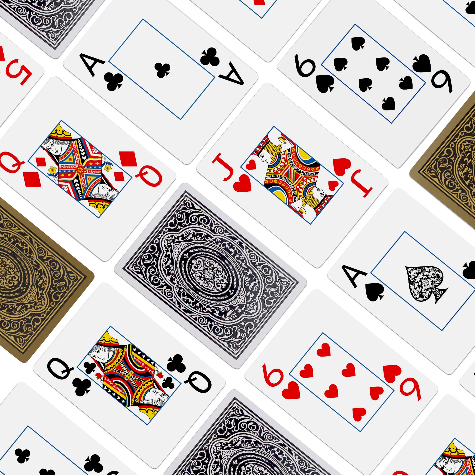 Etyishe Lot de 6 cartes à jouer en plastique imperméables pour adultes, lot de cartes de poker Jumbo Index