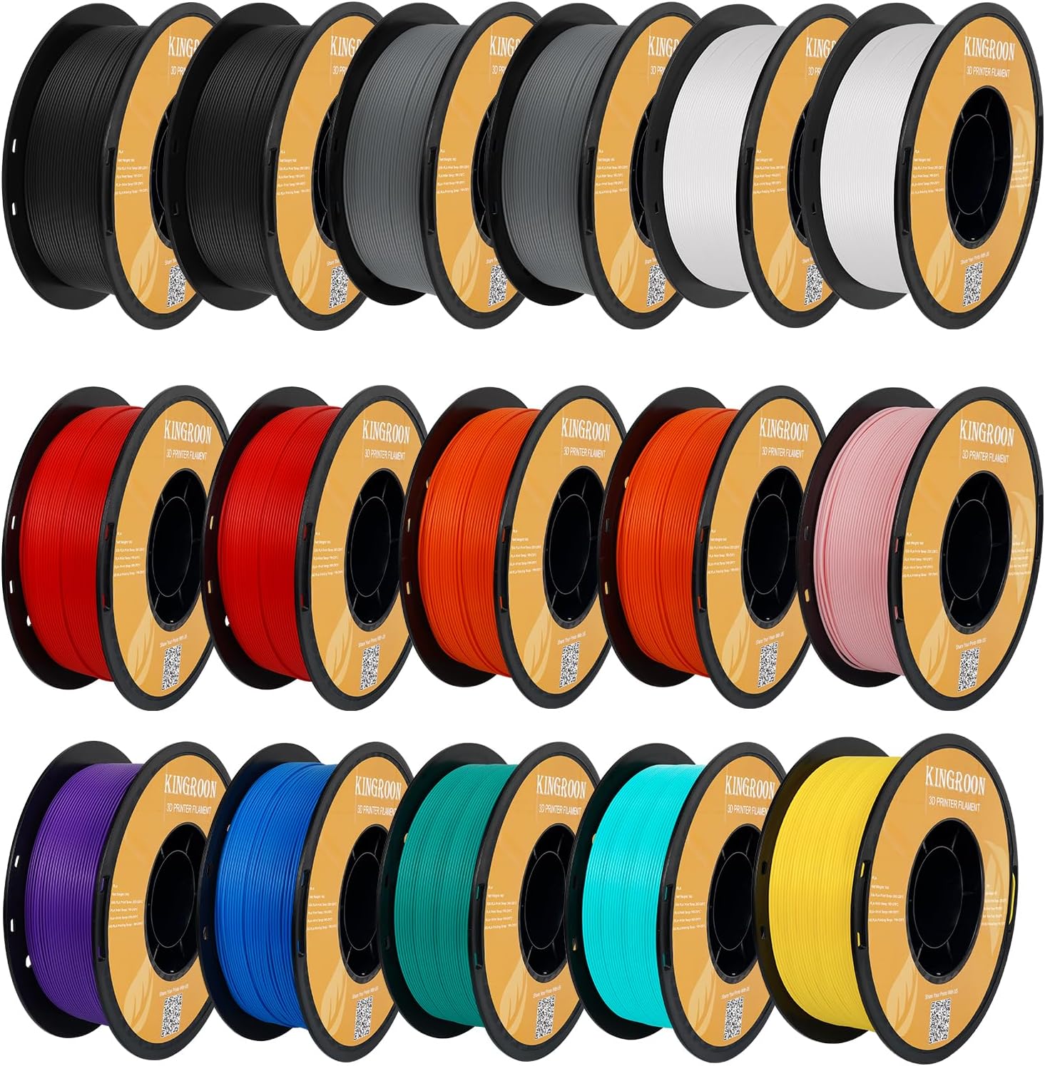 Kingroon High Speed PLA Bundle 3D Printer Filament 1.75mm, Rapid Filament for 30-600mm/s Hyper Printing Filament, Dimensional Accuracy +/- 0.03 mm, 16 kg Plastic Spool (35.2lbs(Mixed Colors)