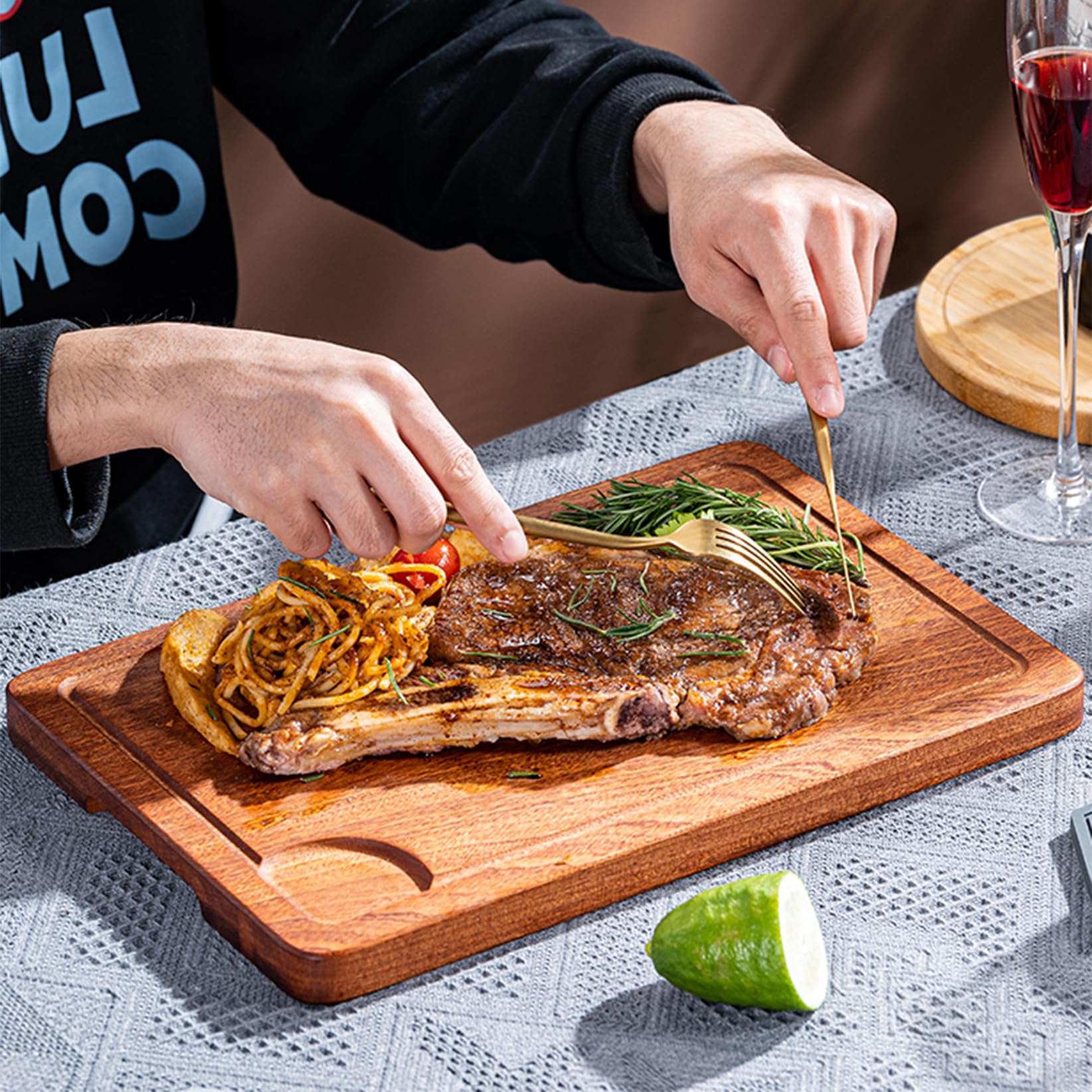 Amazon.com: Wooden Steak Plate Meat Cutting Board for BBQ,Kitchen