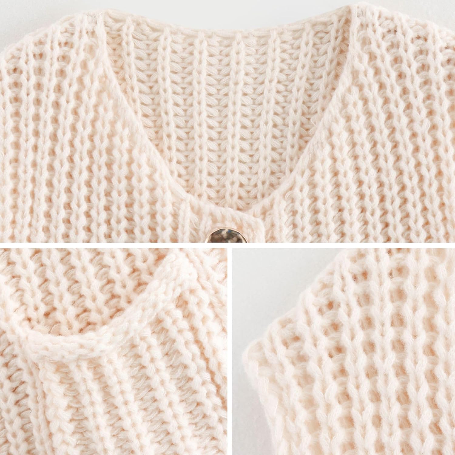 Chevara Women’s Chunky Cropped Sweater Vest Cute Sleeveless Crewneck Button Down Crop Knit Cardigan with Pocket - Image 5