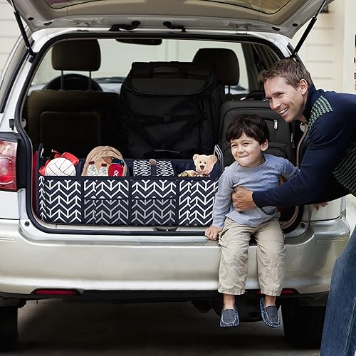 Miniatura 7 de Organizador de maletero, bolsa de almacenamiento plegable de carga portátil, hielera organizadora de vehículos, organizador con 4 compartimentos,