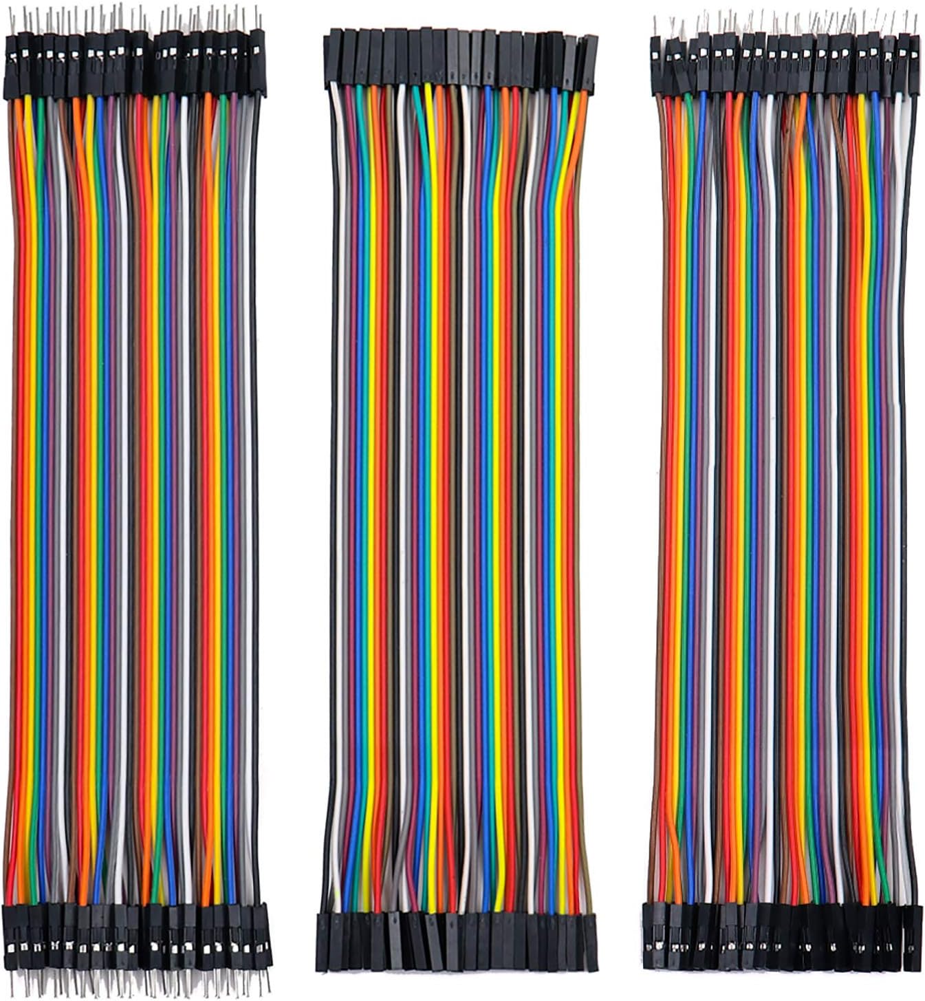 Jumper Wires kit,Multicolored Dupont Wire 3 x 40 pcs, Male to Female, Male to Male, Female to Female,Breadboard Jumper Wires Cables Kit for arduino