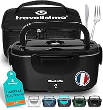 TRAVELISIMO Gamelle Chauffante 80W Lunch Box Chauffante 1,5L Marmite Électrique 3 en 1 220V 24V 12V, Gamelle Chauffante Allume Cigare, Acier Inoxydable, Boite Chauffante Repas pour Voyage et Bureau