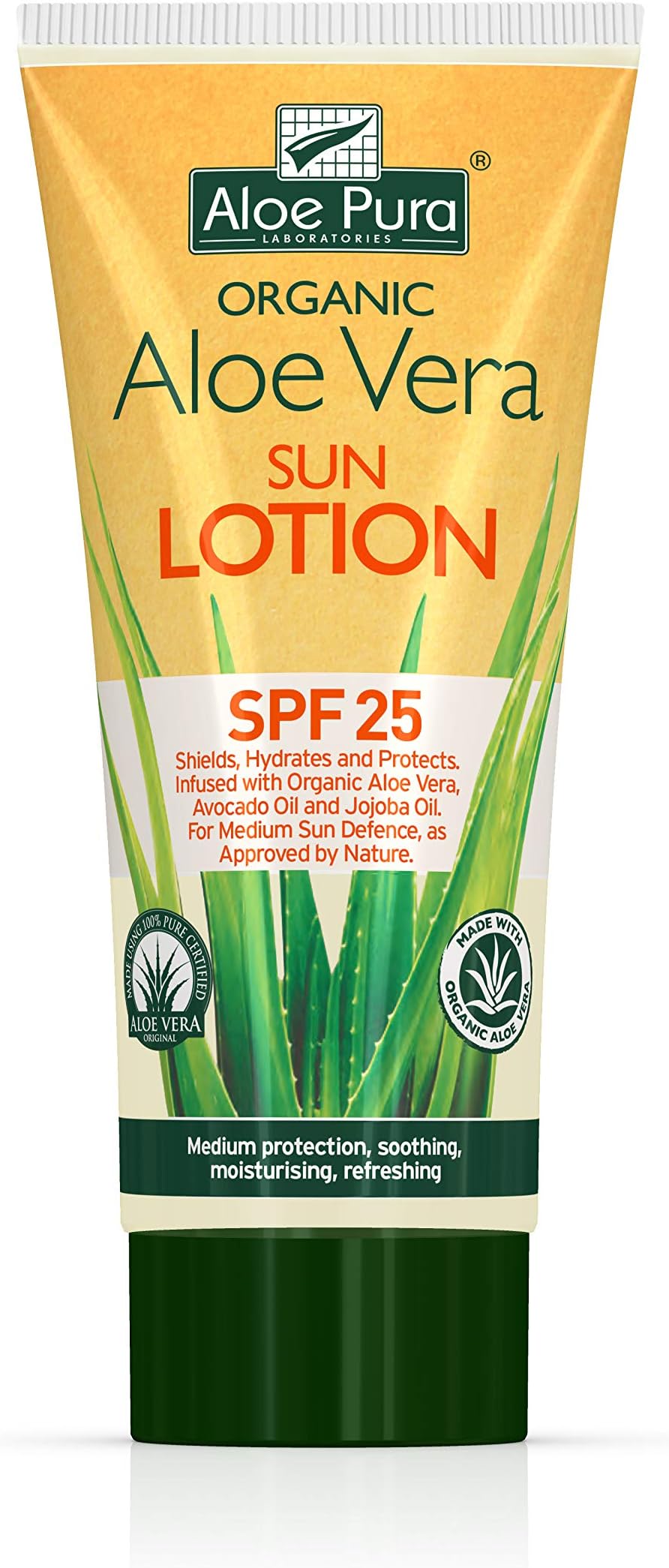 (2 Pack) - Aloe Pura - Aloe Vera Sun Lotion Spf 25 | 200ml | 2 PACK BUNDLE