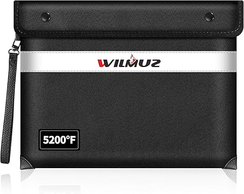 Miniatura 9 de Bolsa de documentos ignífuga con aislamiento térmico de 5200°F con cremallera, 13.9"x10.6" bolsa impermeable e ignífuga con tira reflectante, 8