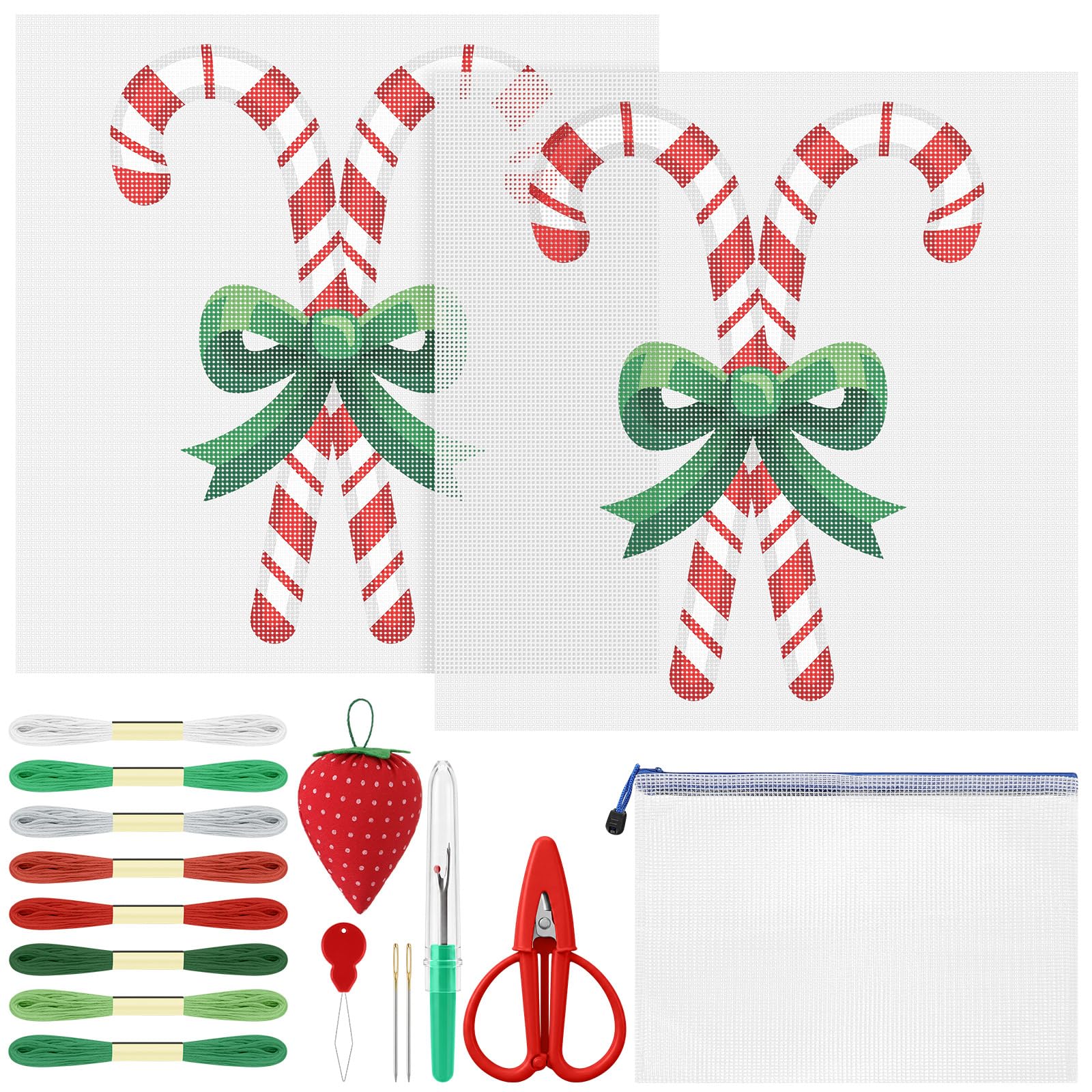 XunYee 20 Pcs Christmas Candy Canes Needlepoint Kit for Beginners Adults