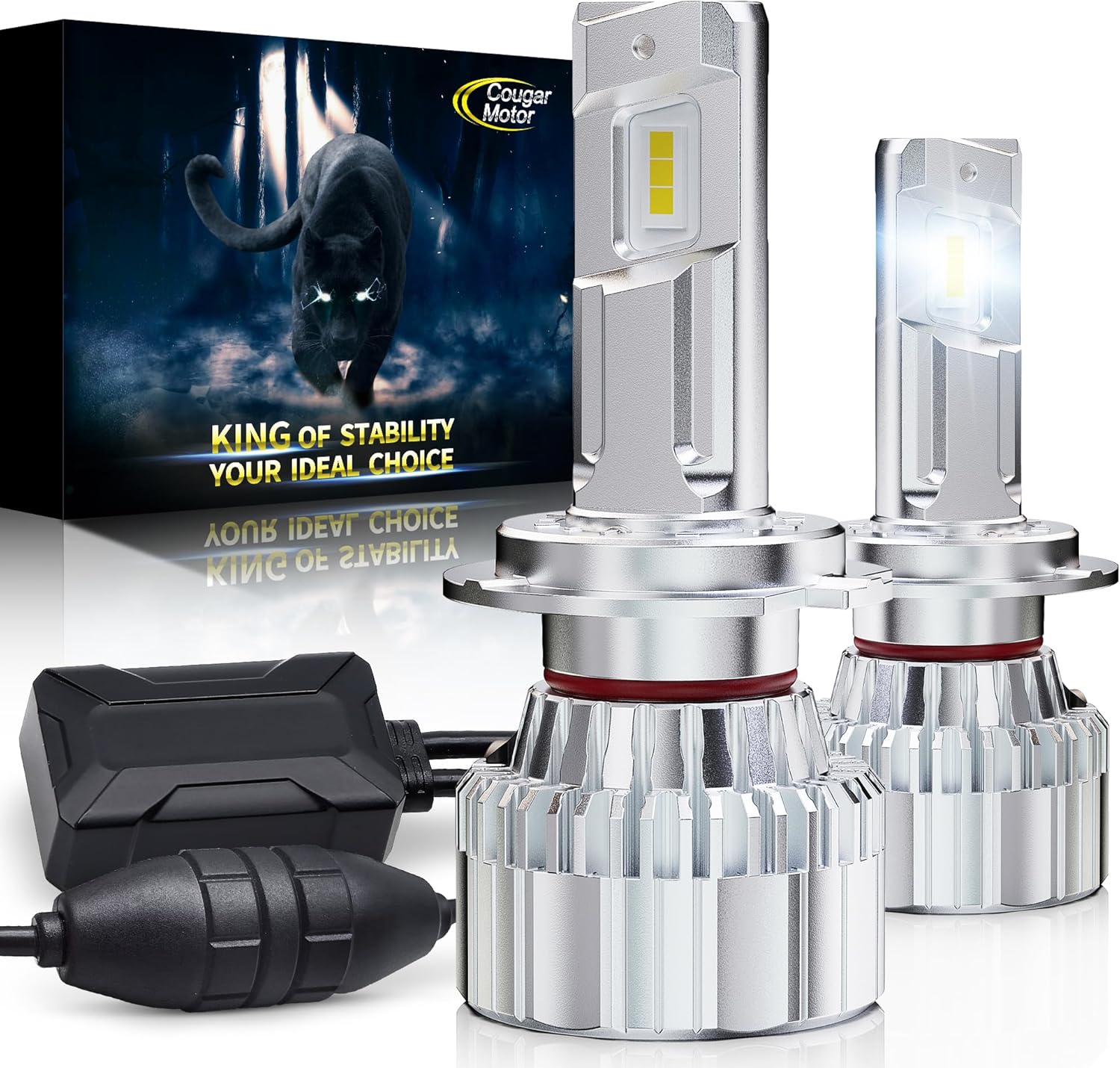 Cougar Motor H7 Fog Bulb, H7 Fog Light 6500K Cool White with Cooling Fan Auxiliary Fog Lamp 60000LM OFF-Road Use(2 Bulbs)