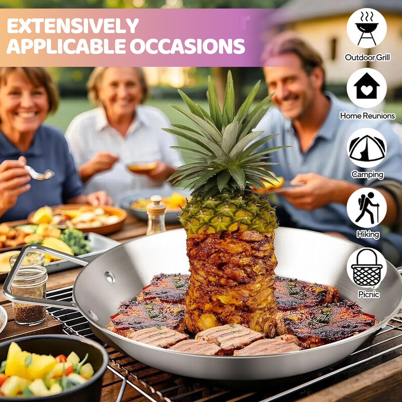 Supporto verticale per spiedini per kebab, in acciaio inox, con 25,4 cm, 5 punte in acciaio inox, 2 spazzole per olio, guanti in silicone, cuscinetto isolante termico per grigliare la carne