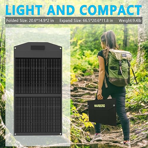 Miniatura 8 de MARBERO Generador solar M822 (200 W, 148 Wh) con panel solar plegable de 100 W para CPAP Home Outdoor Trip Backup de emergencia