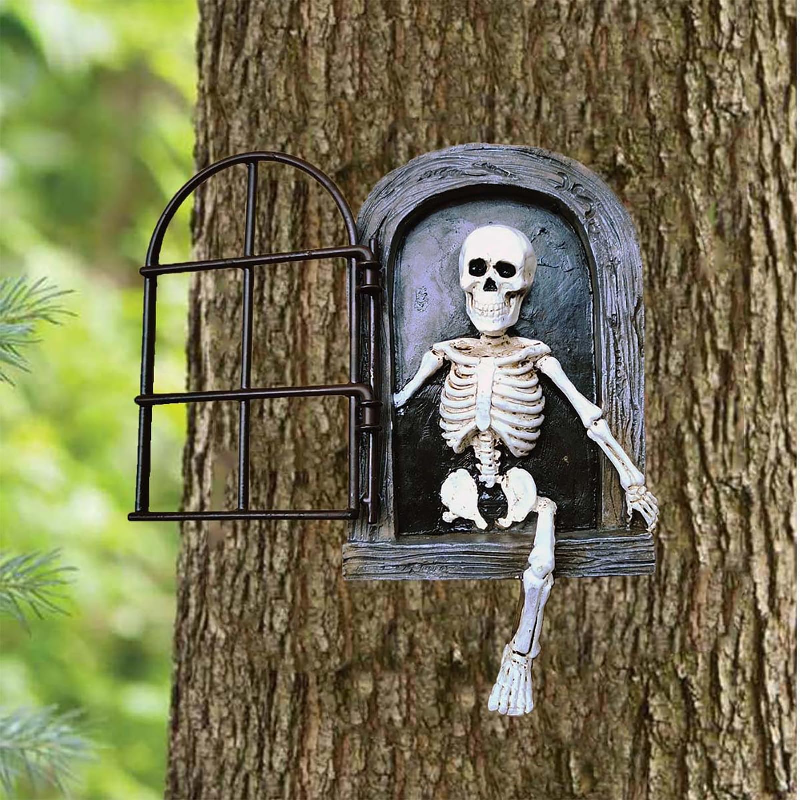 Qeeman Statua Teschio Di Halloween Con Lanterna Solare: Decorazione Da Giardino 23 Cm, Resistente Alle Intemperie, IP44, Ornamentale