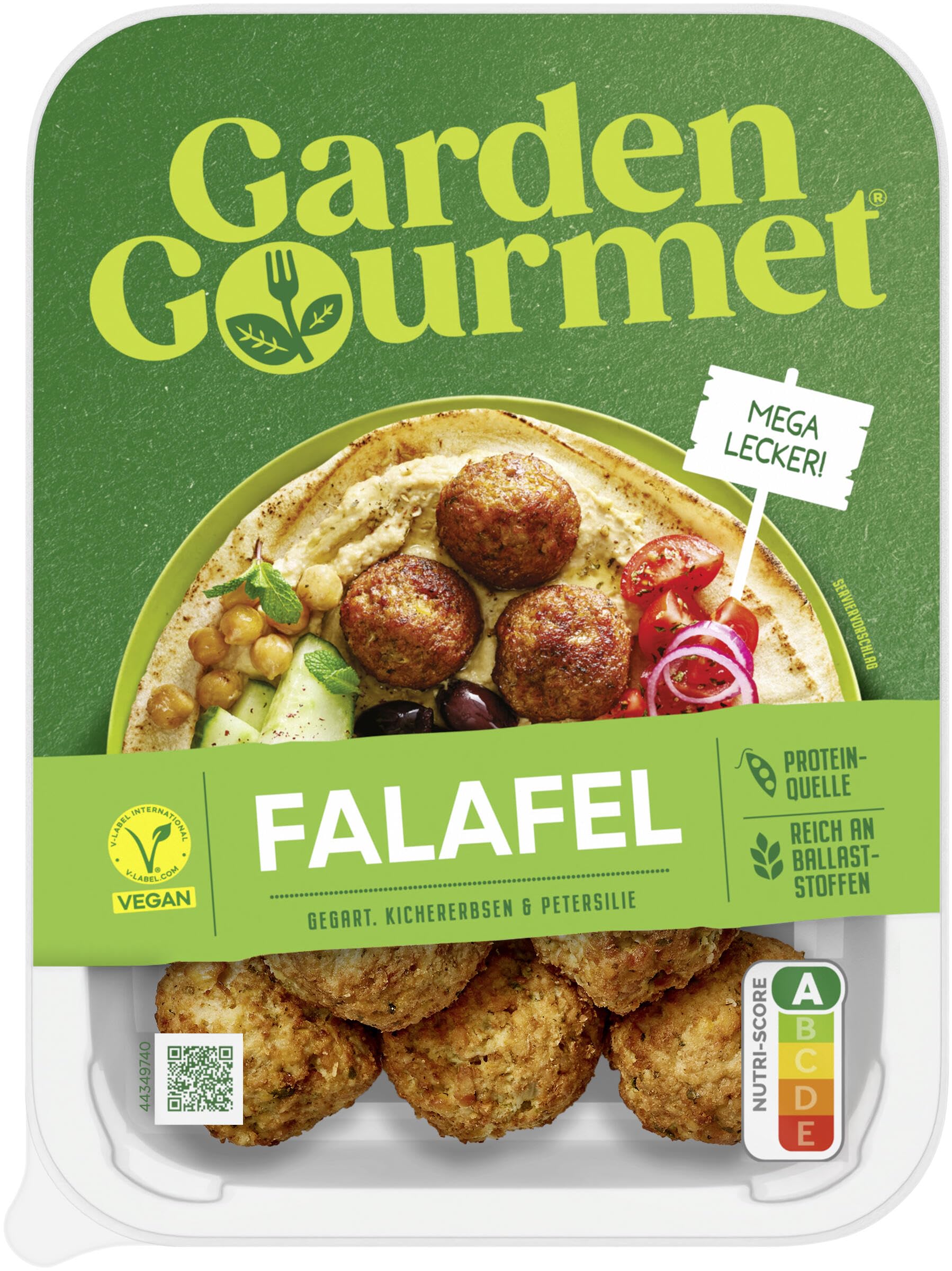 Nahaufnahme der goldbraun gebratenen Garden Gourmet Vegane Falafel in der Pfanne.