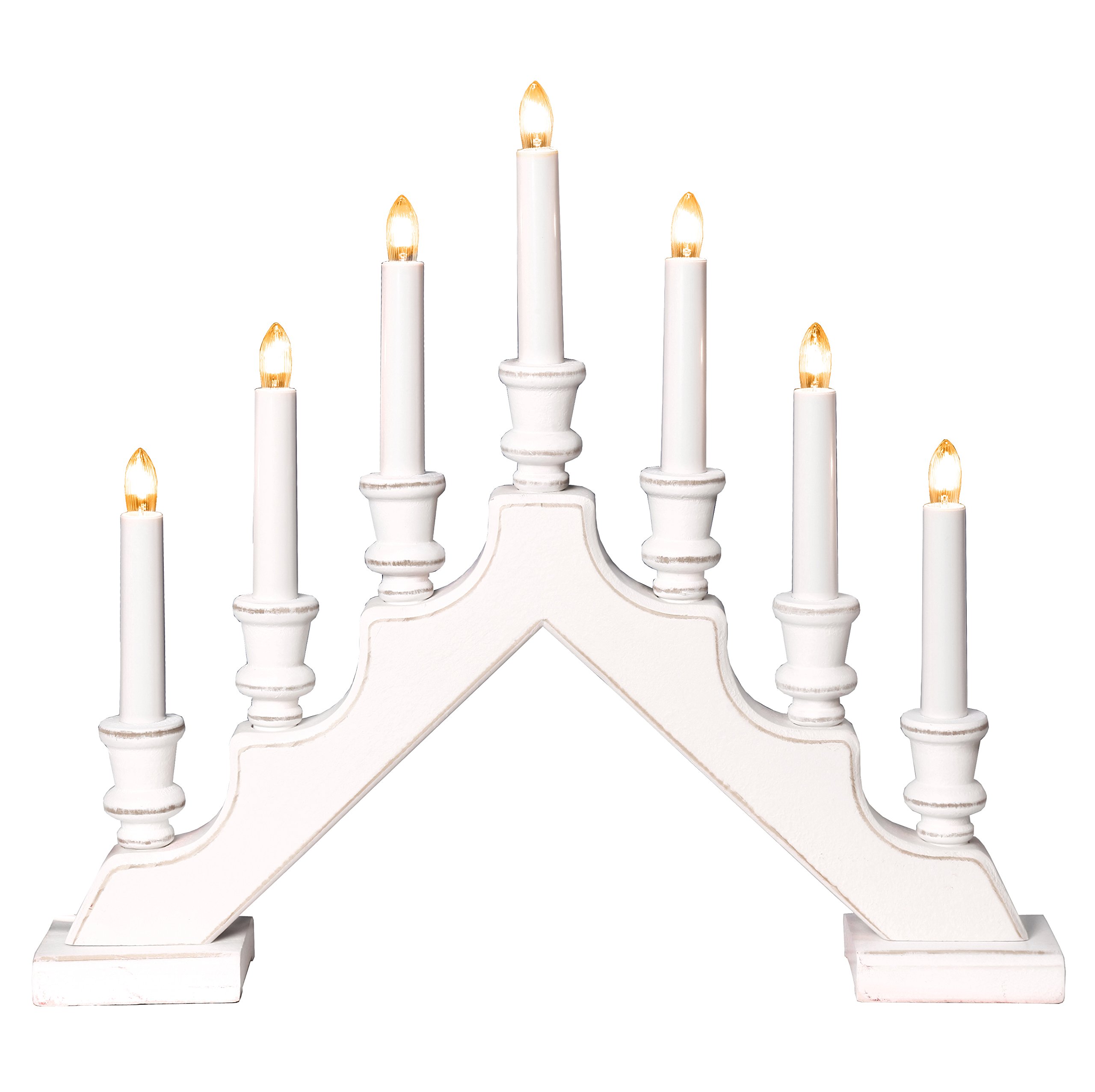 Fensterleuchter "Sara" 7-flammig, Material: Holz, Farbe: shabby weiss ca. 38 cm x 43 cm