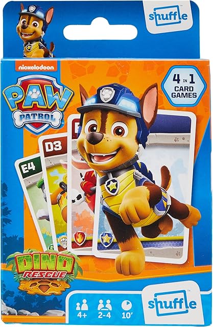 Shuffle Paw Patrol Card Games For Kids - 4 in 1 Snap, Pairs, Happy Families & Action Game, Great Gift For Kids Aged 4+