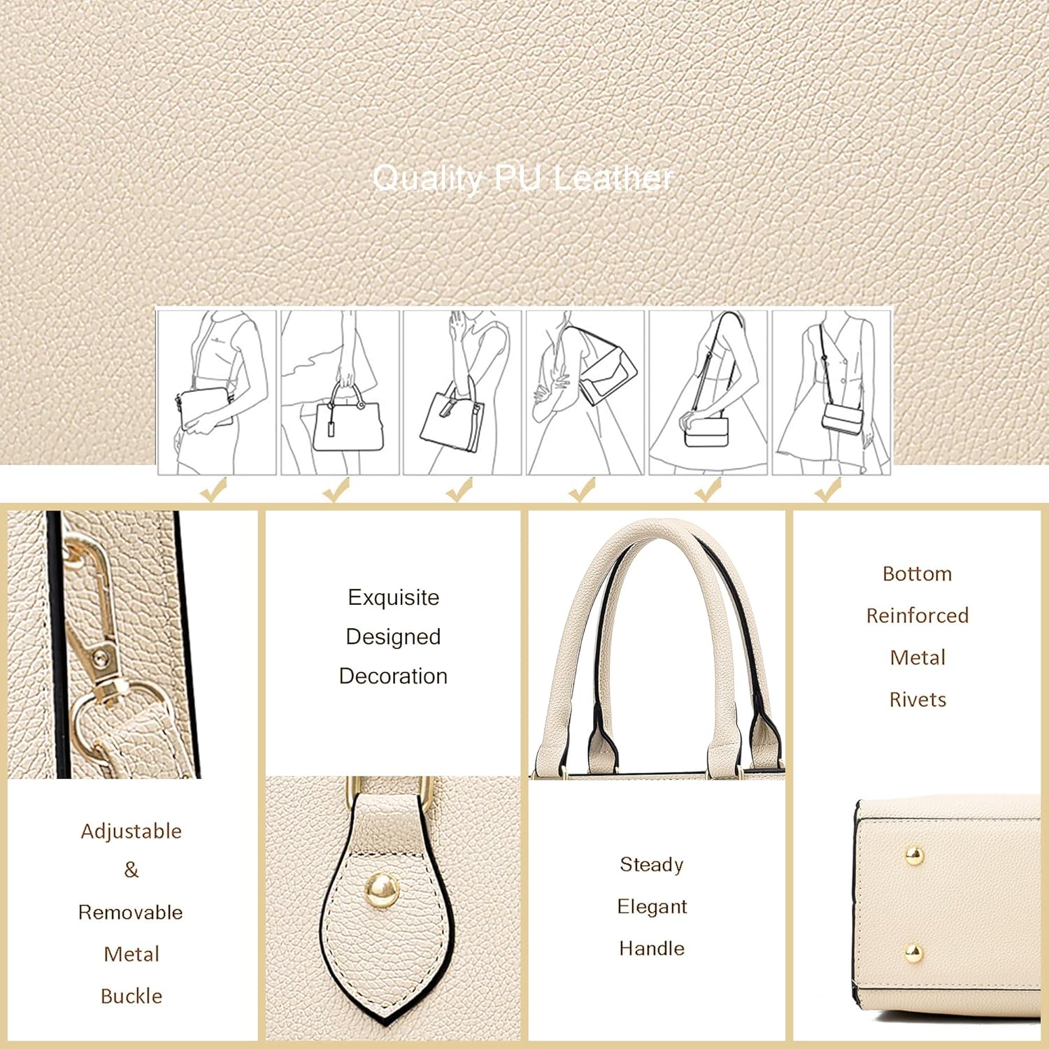 CHICAROUSAL Crossbody Purses and Handbags for Women PU Leather Tote Top Handle Satchel Shoulder Bags - Image 7
