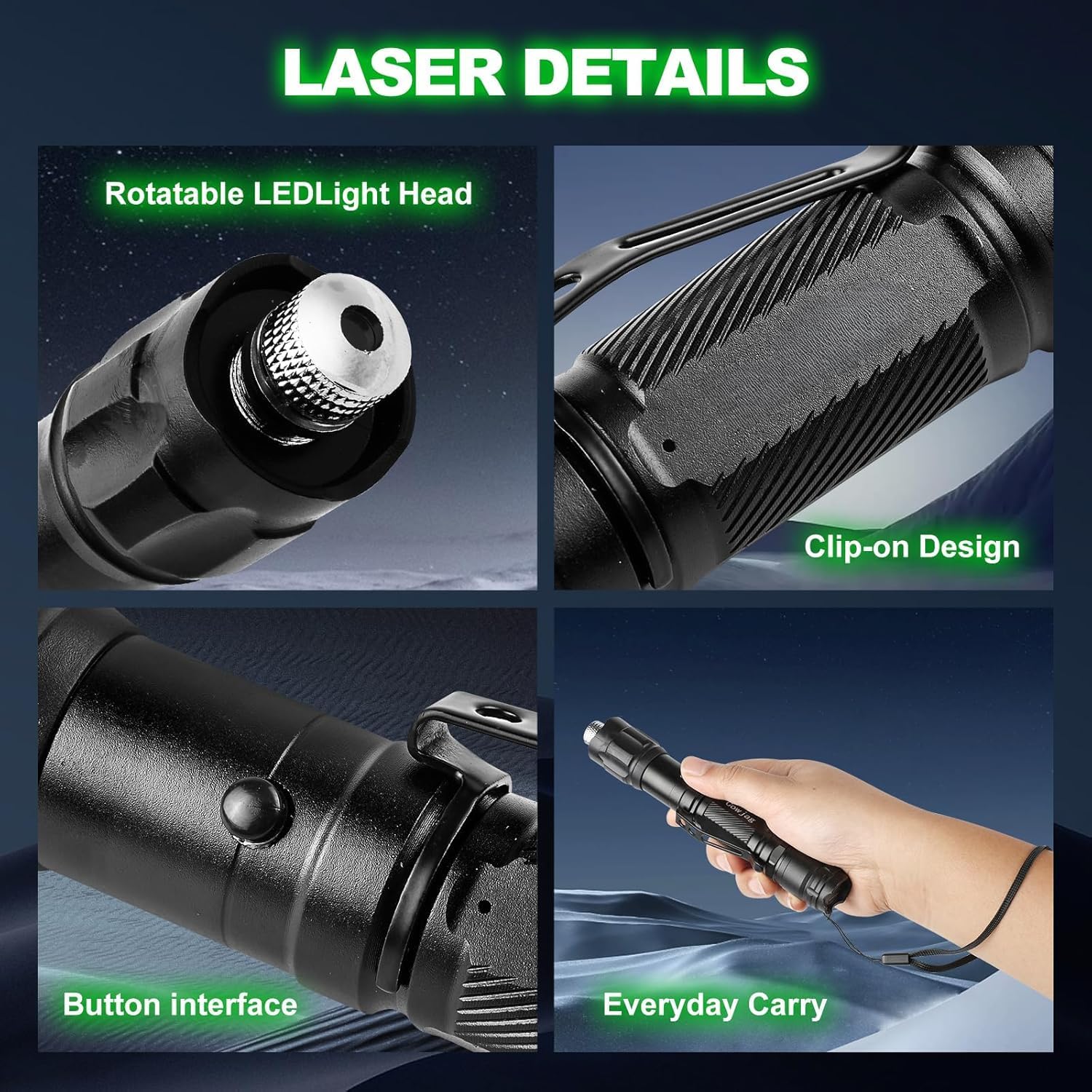 Green Laser Pointer High Power, Green Laser Pointer Indicator Light, Long Range Pointer for Hiking, USB Charge
