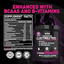 Zeal Electrolyte Powder - 90 Servings | Keto Electrolytes Powder | Zero Sugar, BCAAs, B-Vitamins | Potassium, Zinc, Magnesium | Hydration Powder Recovery Drink | Black Cherry