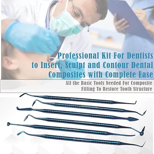 Miniatura 15 de Juego de 6 espátulas de reparación de relleno de resina compuesta dental, instrumentos de llenado hechos de acero inoxidable utilizados