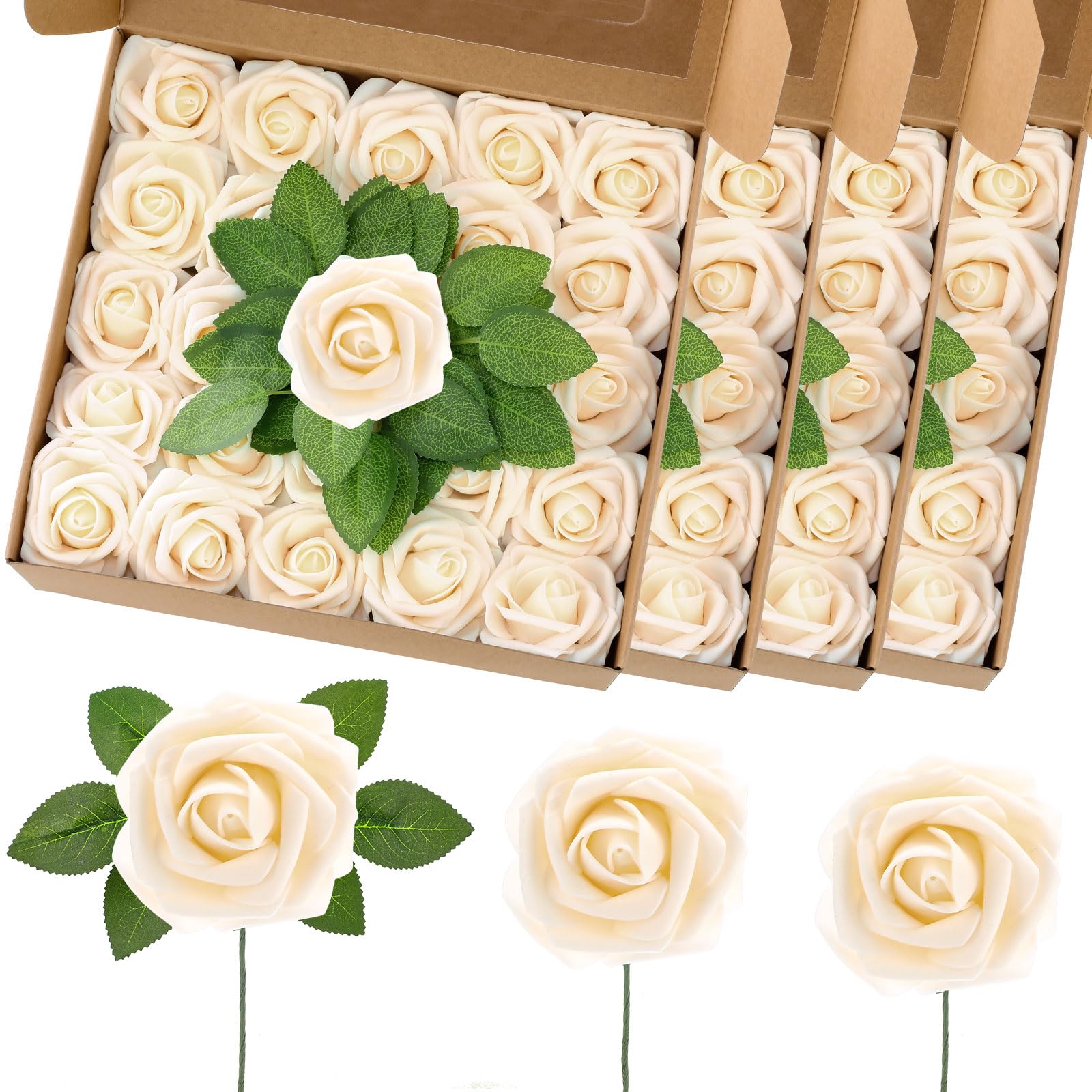 Photo 1 of ***PHOTO FOR REFERENCE ONLY*** Luinabio 100 Pcs Artificial Foam Rose Flower Faux Bouquet Wedding Fake Rose Gift for Mother's Day Women DIY Bridal Shower Party Table Birthday Home Spring Decor (Champagne)
