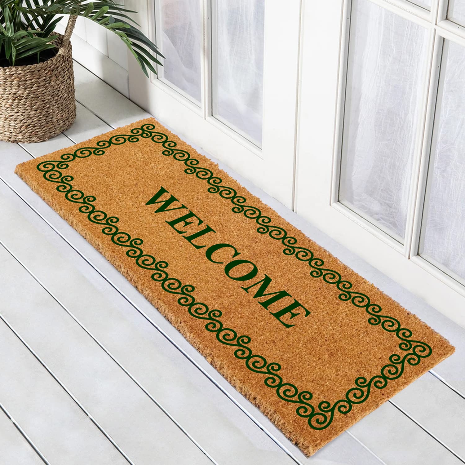 Onlymat Coir Welcome Rectangular Doormat For Indoor And Covered Entrances, Weather Resistant With Anti Skid Vinyl Backing, Decorative Entryway Rug With Long-Lasting Durability, 40Cm X 120Cm (B09P88P3ZD) Amazon Price History, Amazon Price Tracker