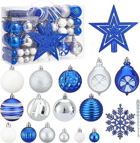 Miniatura 7 de Juego de 100 adornos para árbol de Navidad con tapa, bolas de árbol de Navidad rojas+doradas inastillables colgantes para decoración de árbol de