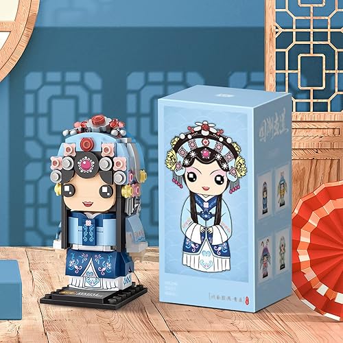 Miniatura 3 de Juego de modelos de bloques de construcción de personajes de ópera de Pekín, colección creativa de simulación de bricolaje, ladrillos de