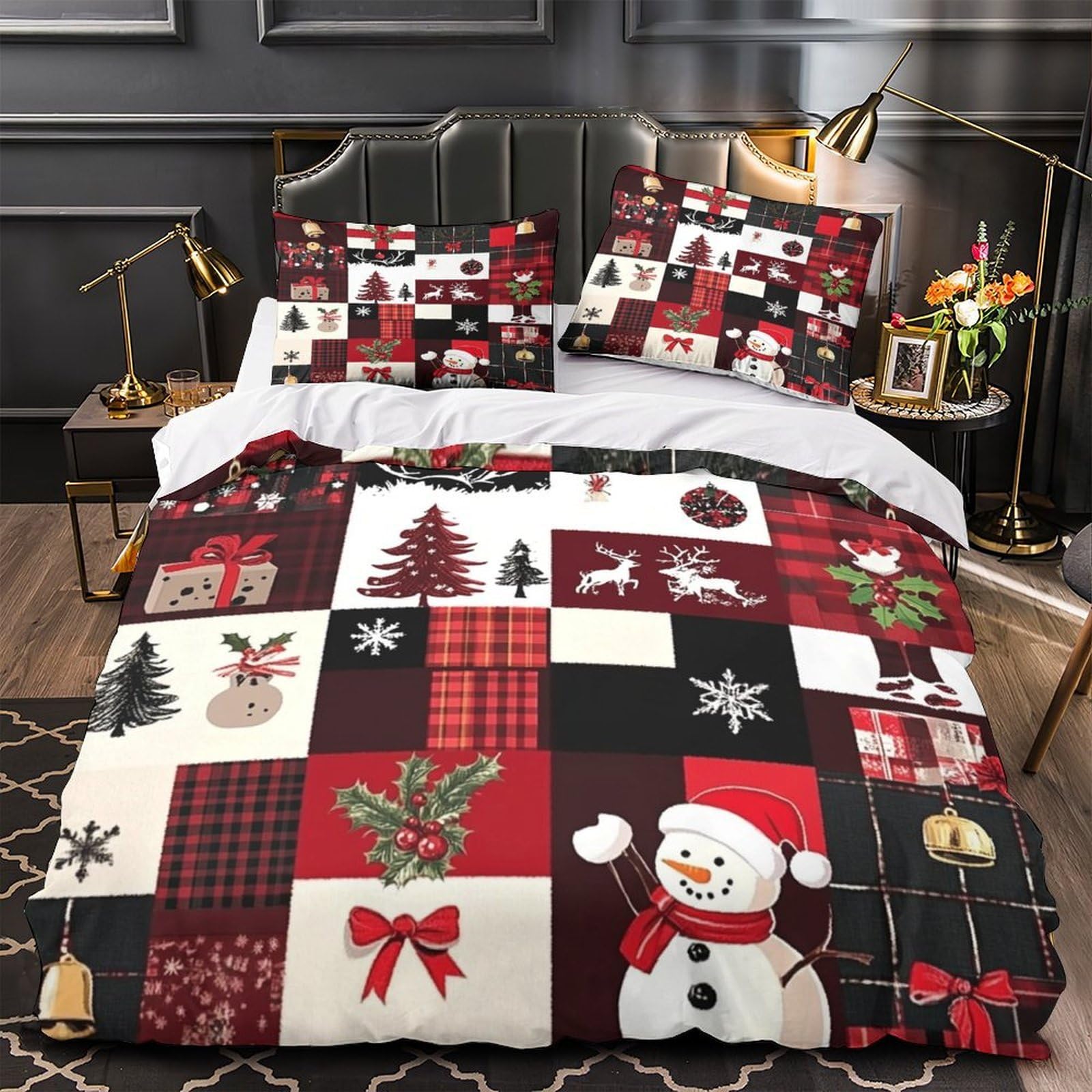 Housse de couette Noël microfibre ultra douce et respirante avec zip 200x200