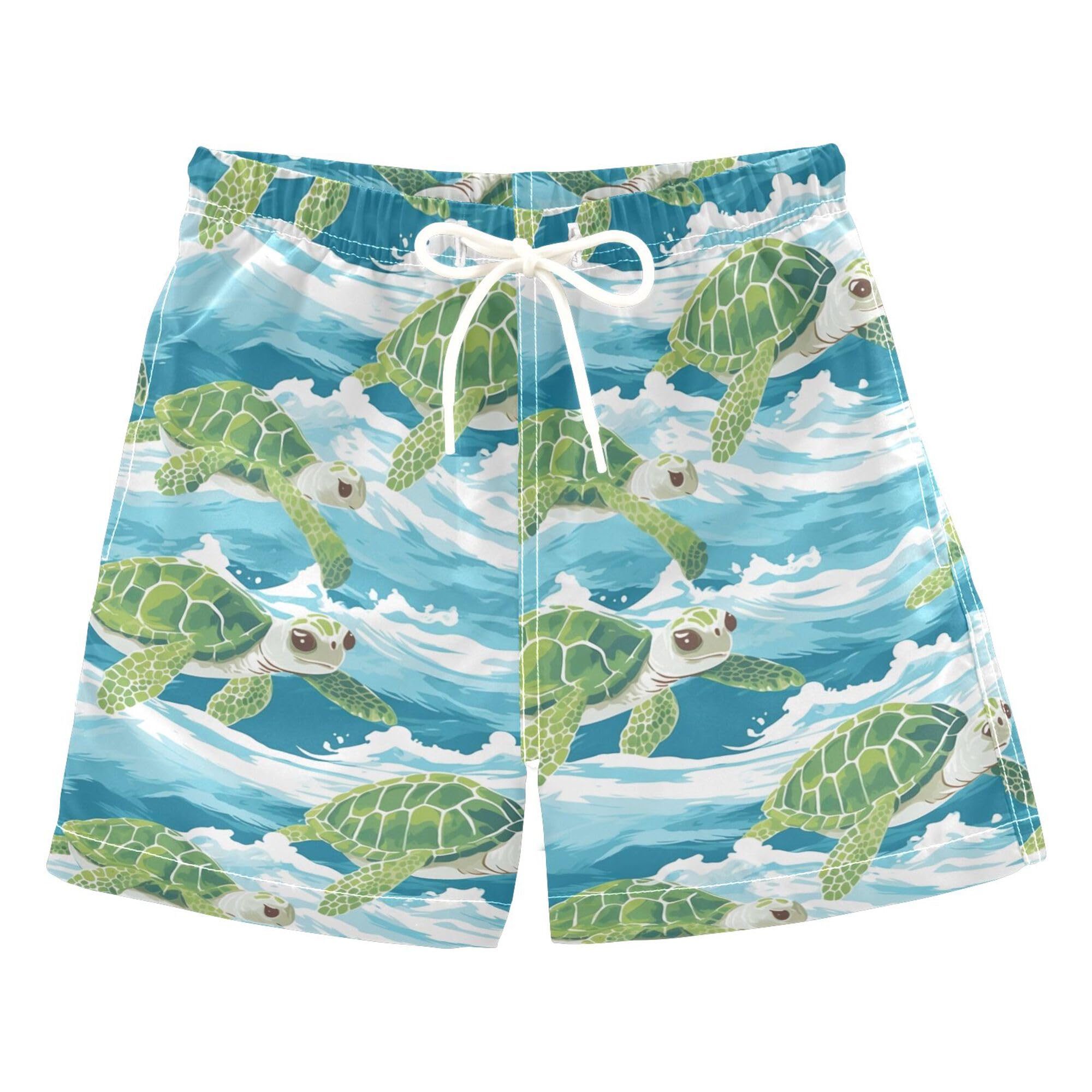 Sea Turtle Tortoise Boys Swim Trunks, Quick Dry Boys Swim Board Shorts, Toddlers Swim Trunks 4 Years B0401190