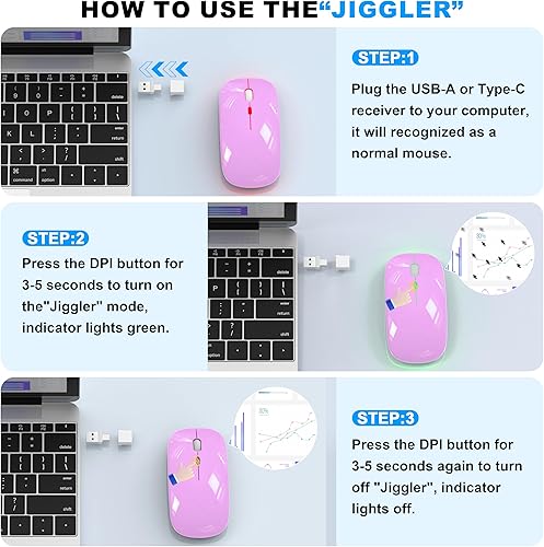 Miniatura 3 de Ratón inalámbrico LED  Ratón inalámbrico Bluetooth RGB para MacBook Pro Air Mac iPad portátil, silencioso óptico recargable USB C ratones con modo